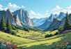redraw landscape to cartoon vector