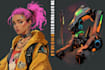 design cyberpunk and fantasy character splash art