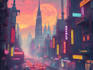 create science fiction city, cyberpunk art