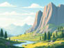 draw a flat vector landscape illustration