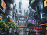 draw concept art illustration sci fi city, cyberpunk