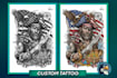 design a custom realistic tattoo portrait, sleeve, black , grey