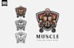 create muscle bodybuilder skull boxing gym logo