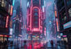 create a cyberpunk futuristic city art