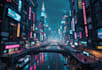make a cyberpunk futuristic city art
