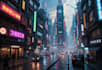draw a cyberpunk futuristic city art