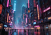 make a cyberpunk futuristic city art