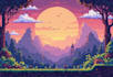 painting retro  style pixel art background illustration