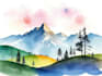 draw a watercolor landscape illustration