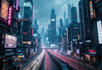 create a cyberpunk futuristic city art