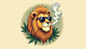 make eye catching lion smoking cannabis mascot logo design in my style