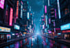 do a cyberpunk futuristic city art
