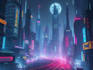 design an illustration of futuristic cyberpunk city