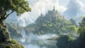 make fantasy landscape in traditional or digital art