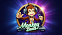 do awesome cool dj monkey spinning a turntable mascot logo