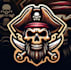create mascot skull pirate logo with illustration design
