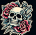 do custom skull rose tattoo logo with illustration design