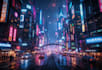 create a cyberpunk futuristic city art