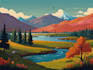 draw a flat vector landscape illustration