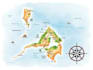 create a detailed watercolor map illustration