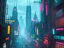 make a cyberpunk city sci fi style for you