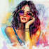 illustrate watercolor portrait illustration