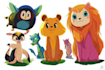 render realistic animals and vector cartoon figures