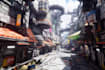 make a science fiction city, cyberpunk concept art