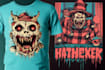 draw horror cartoon tshirt design in retro vintage style