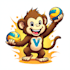 design high quality monkey playing voliball mascot logo with fastest delivery