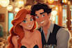 drawing a cartoon disney couple portrait