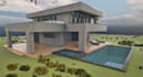 design 3d cozy house apartment, duplex, villa render, swimming pool, 4k render
