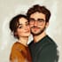 draw couple portrait for wedding illustration