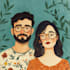 draw couple portrait for wedding illustration