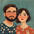 illustrate a vintage couple portrait