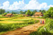 draw a flat vector landscape illustration