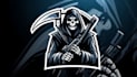 do awesome reaper silhouette version grim  mascot logo design