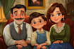 design a professional disney family portrait