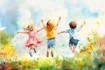 create watercolor children illustration
