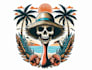 design custom skull summer ostrich logo