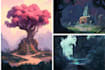 draw environment concept art, fantasy worlds