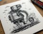 create artistic linocut illustration