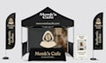 design eye catching canopy tent, feather flag, backdrop banner