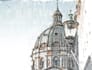 hand sketch in architecture watercolour illustration