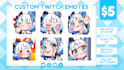 make custom twitch emotes, chibi emotes, animated emotes, vtuber for stream