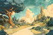 make a landscape illustrations and scenery