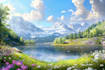 illustrate beautiful flat landscape illustration art