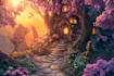 draw fantasy background and landscape
