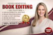 do proofreading, developmental editing, book editing, format manuscript, romance