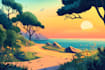 illustrate beautiful flat landscape illustration art